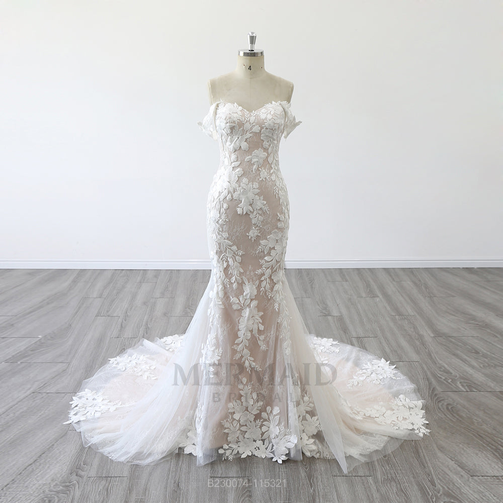 New Off Shoulder Sweetheart Court Train Bridal Gown Mermaid Wedding Dresses for Women 2023 As The Picture / 6 New Off Shoulder Sweetheart Court Train Bridal Gown Mermaid Wedding Dresses for Women 2023 As The Picture / 6