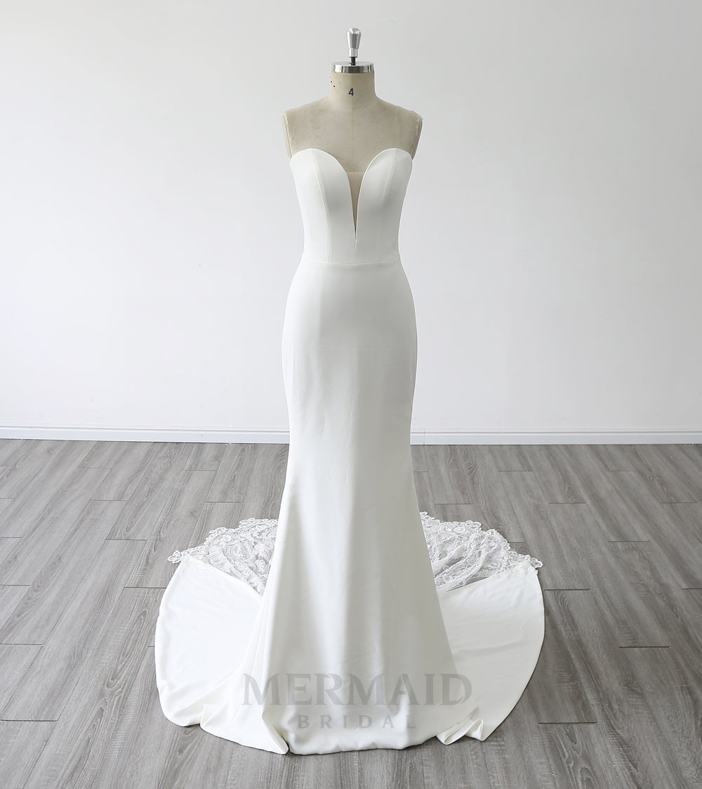 2 in 1 Sweetheart Heavy Crepe Court Train Mermaid Wedding dress With Detachable Jacket