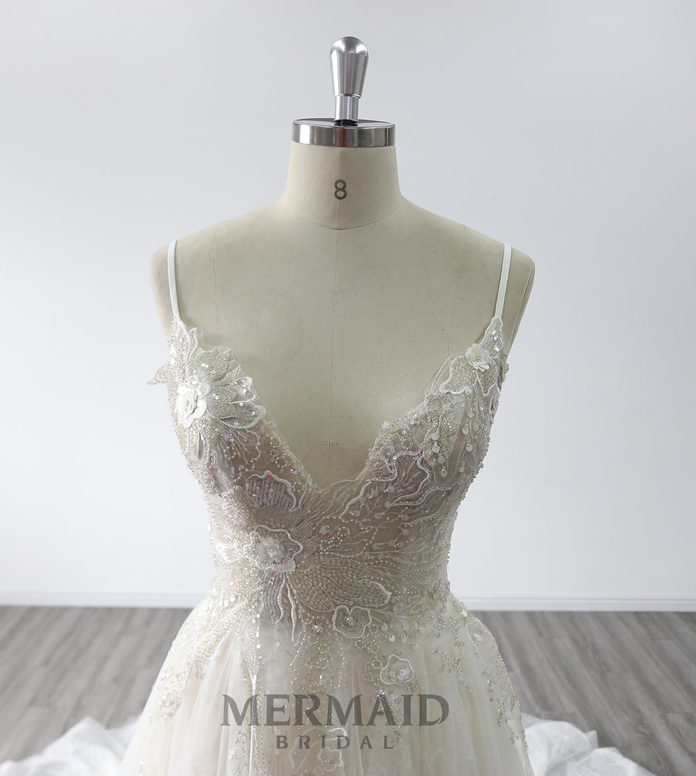 Sexy Sequined A Line Wedding Dress
