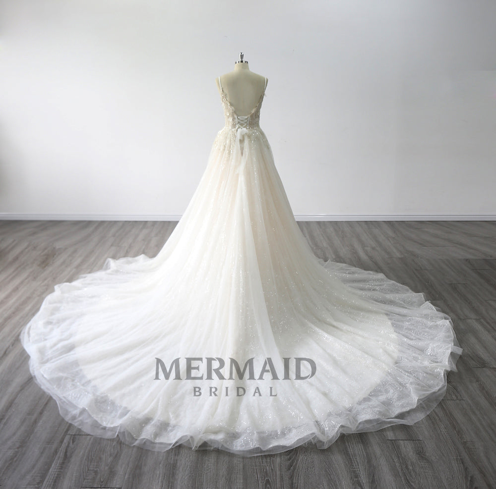 Sexy Sequined A Line Wedding Dress