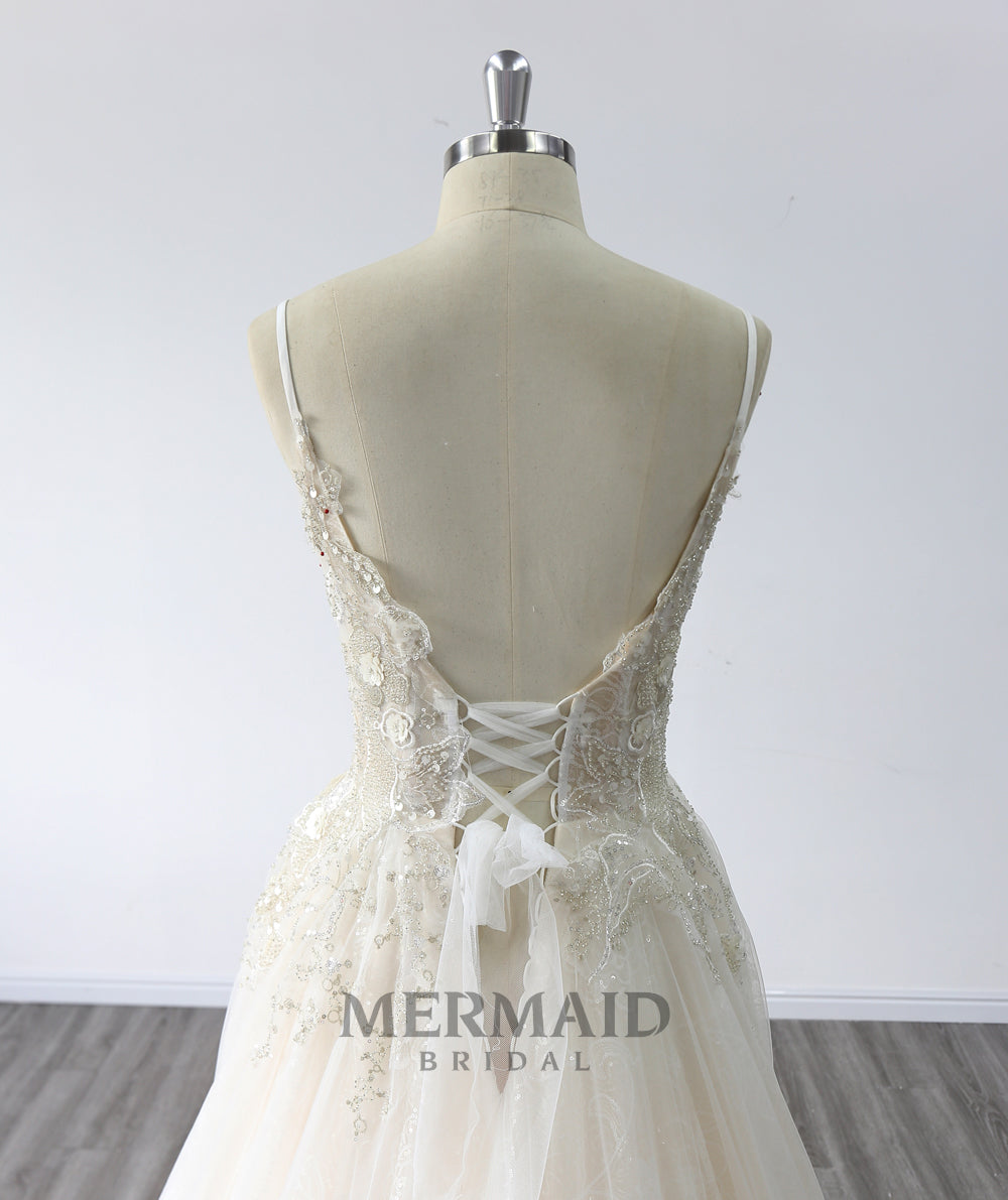 Sexy Sequined A Line Wedding Dress