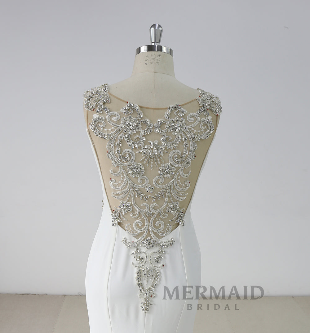 Heavy Beaded Crepe Mermaid Wedding Dress