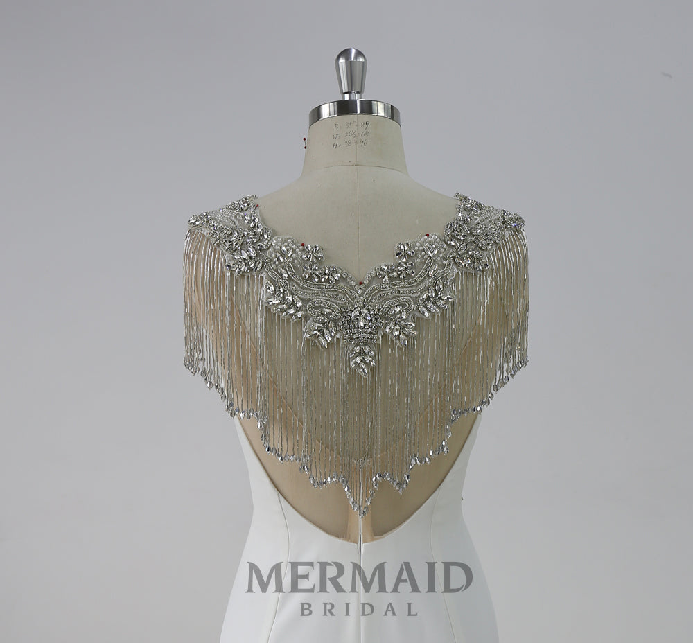 New Heavy Beading Crepe Mermaid Wedding Dress