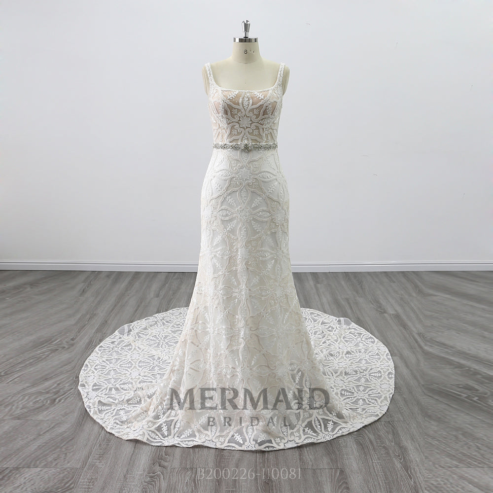 New Beaded Lace Mermaid Wedding Dress Mermaid Bridal New Beaded Lace Mermaid Wedding Dress Mermaid Bridal