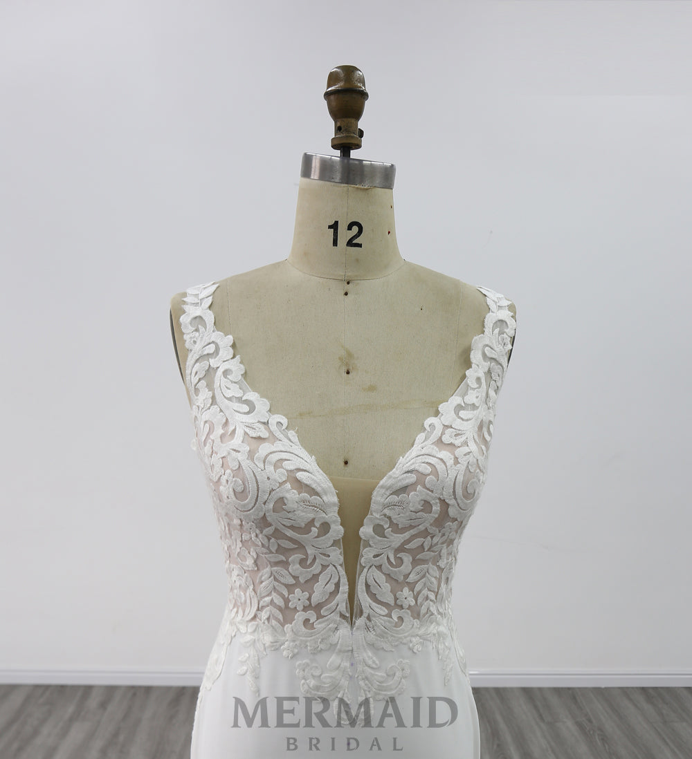 New Crepe Lace Mermaid Wedding Dress