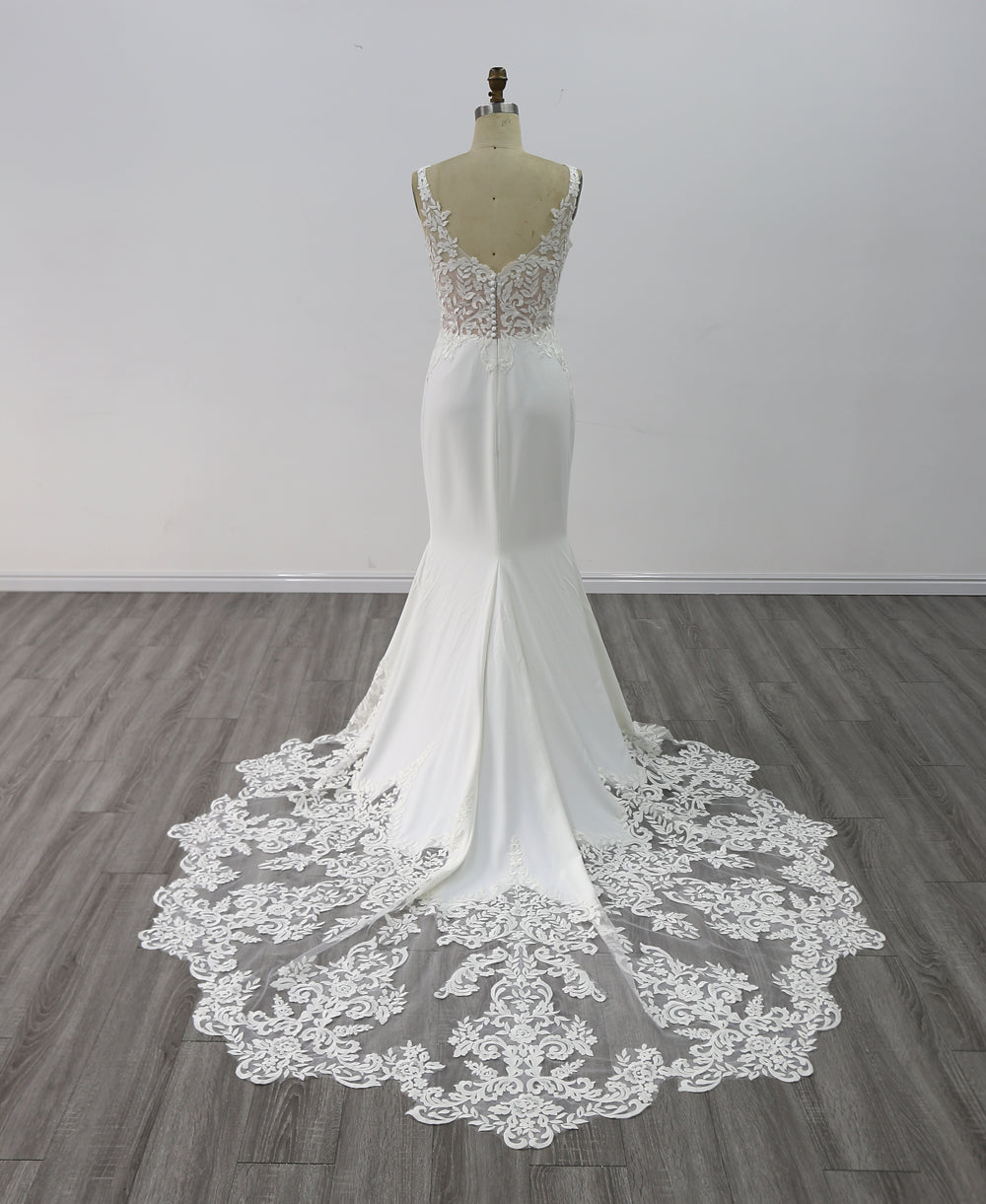 New Crepe Lace Mermaid Wedding Dress