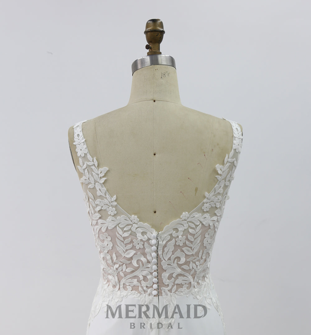 New Crepe Lace Mermaid Wedding Dress