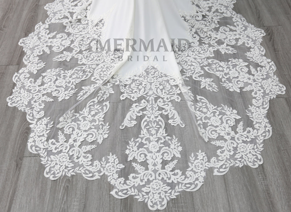 New Crepe Lace Mermaid Wedding Dress