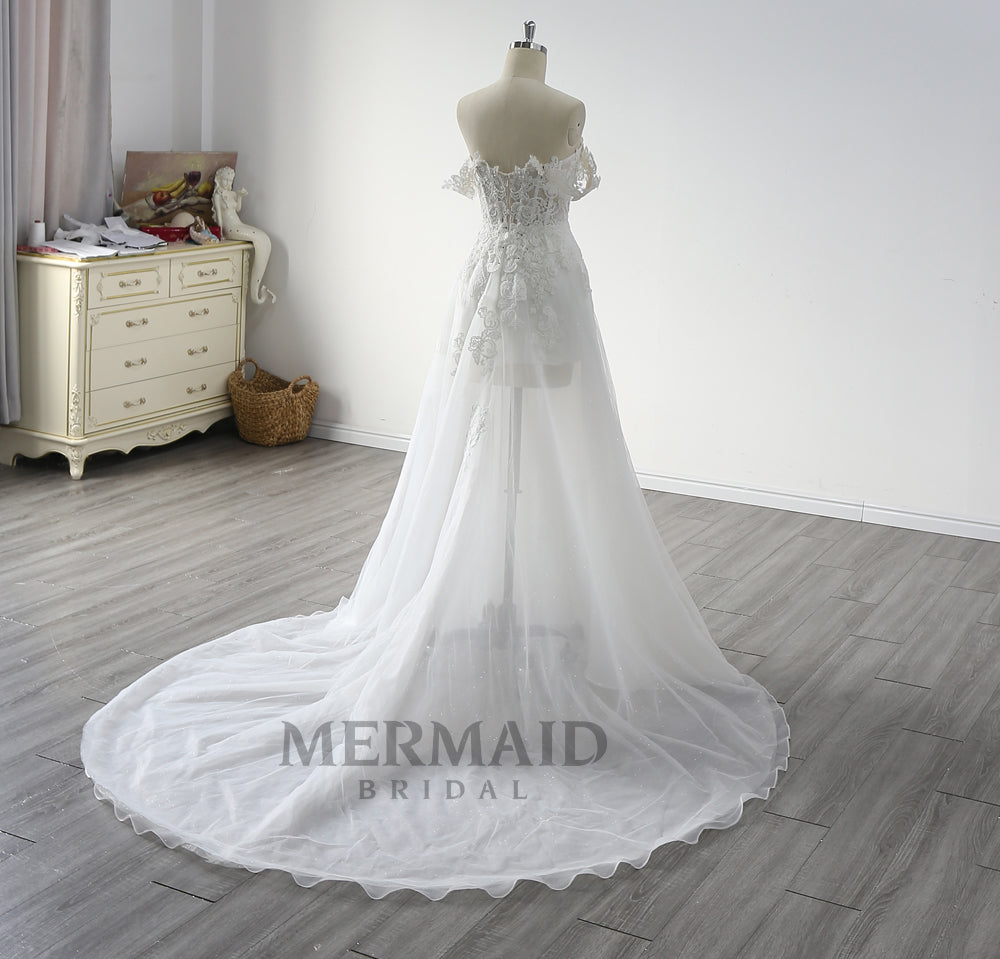 New Off Shoulder Slit Wedding Dress