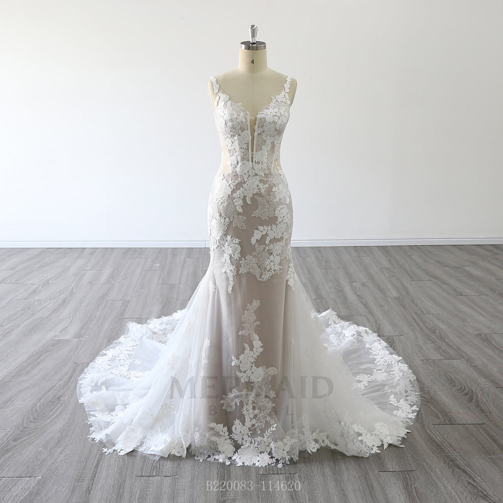 New Backless Lace Gown Mermaid Wedding Dress 2023