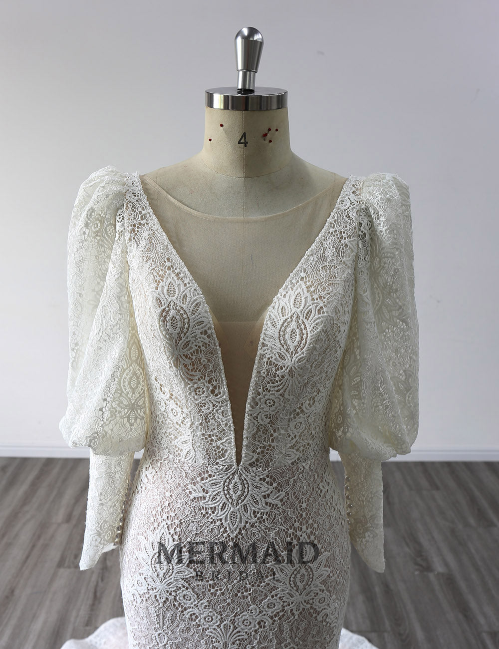 Lace Bridal Dress Mermaid Wedding Gown Long Sleeve Wedding Dress