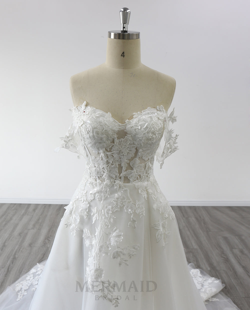 New Off The Shoulder Boho Lace Slit Wedding Dress