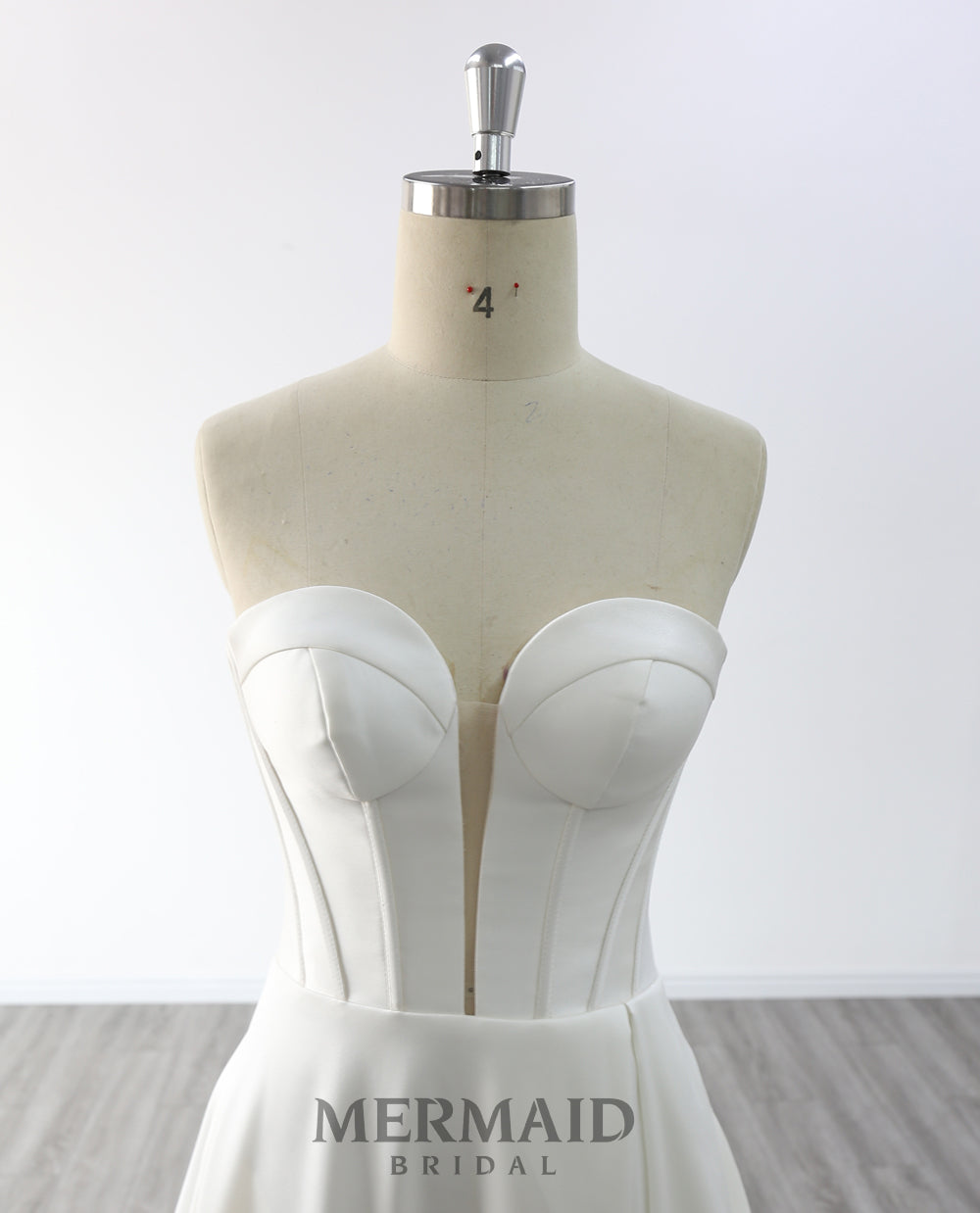 New A Line Slit Mikado Wedding Dress