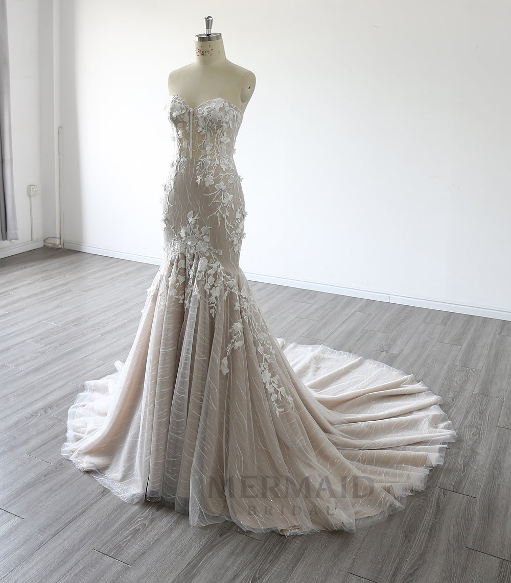 Illusion Lace Corset Mermaid Wedding Dress 2023