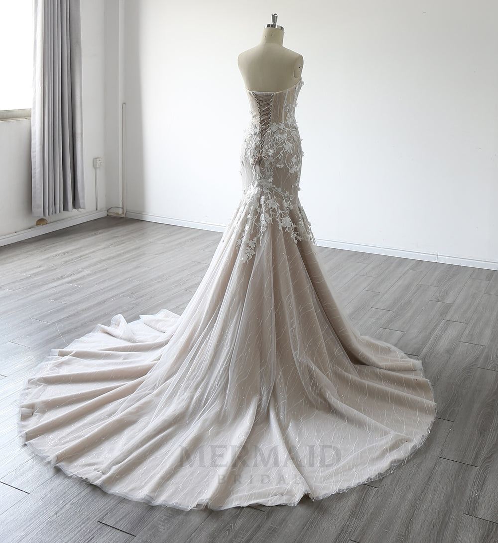Illusion Lace Corset Mermaid Wedding Dress 2023