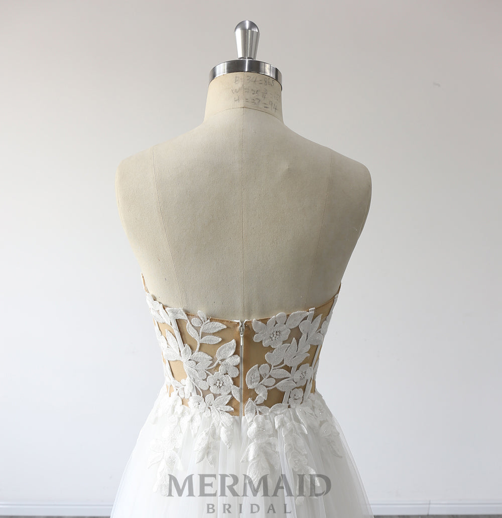 New Bohemian Beach Wedding Dress With Slit