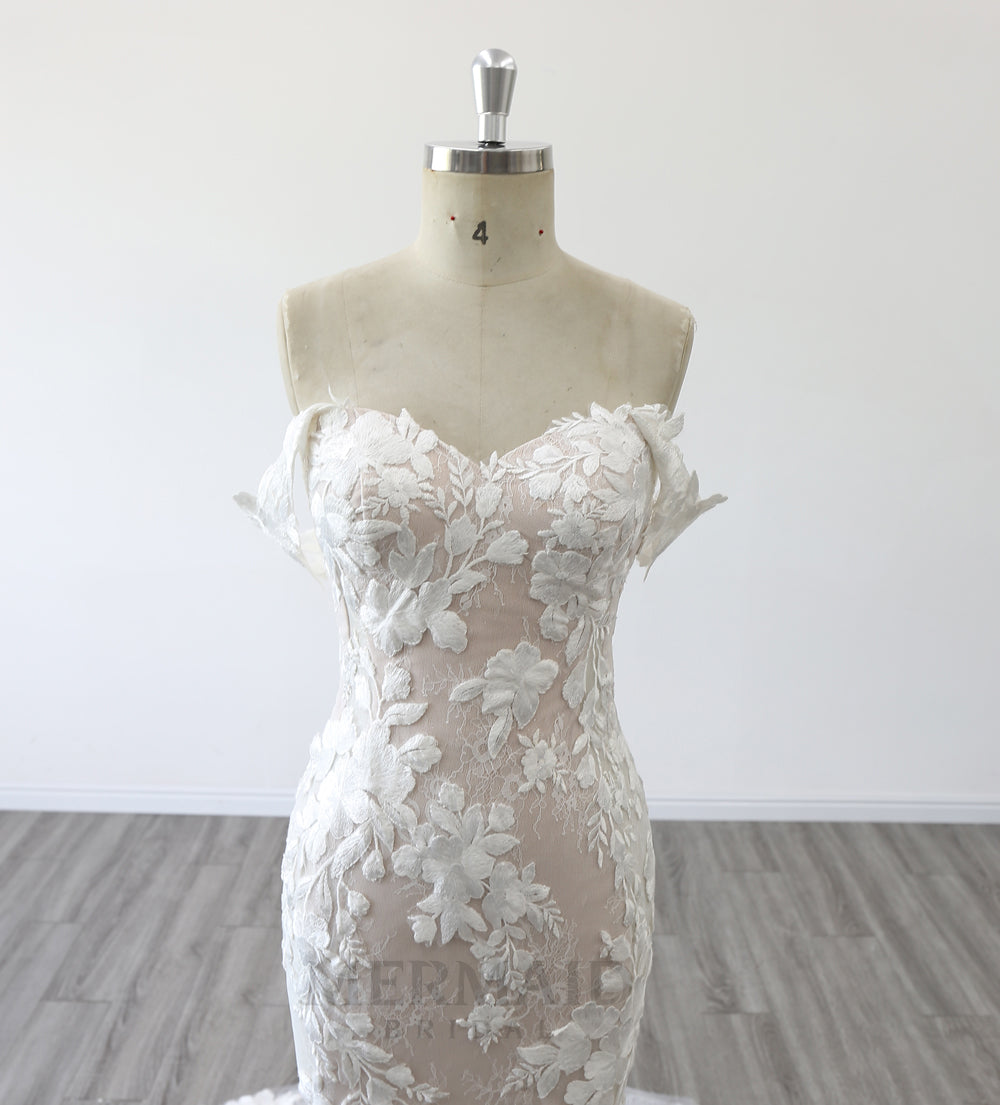 New Off Shoulder Sweetheart Court Train Bridal Gown Mermaid Wedding Dresses for women 2023