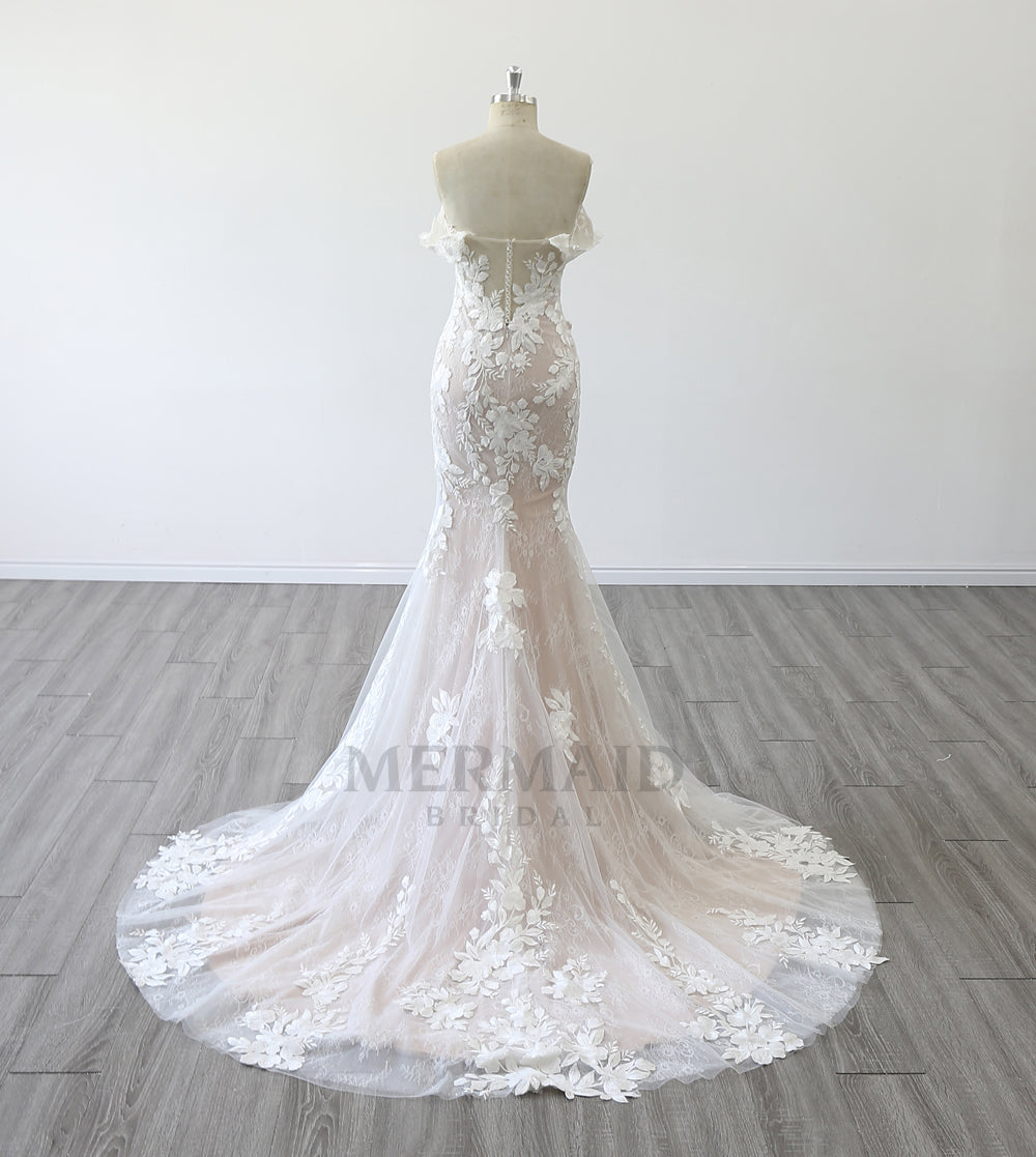 New Off Shoulder Sweetheart Court Train Bridal Gown Mermaid Wedding Dresses for women 2023