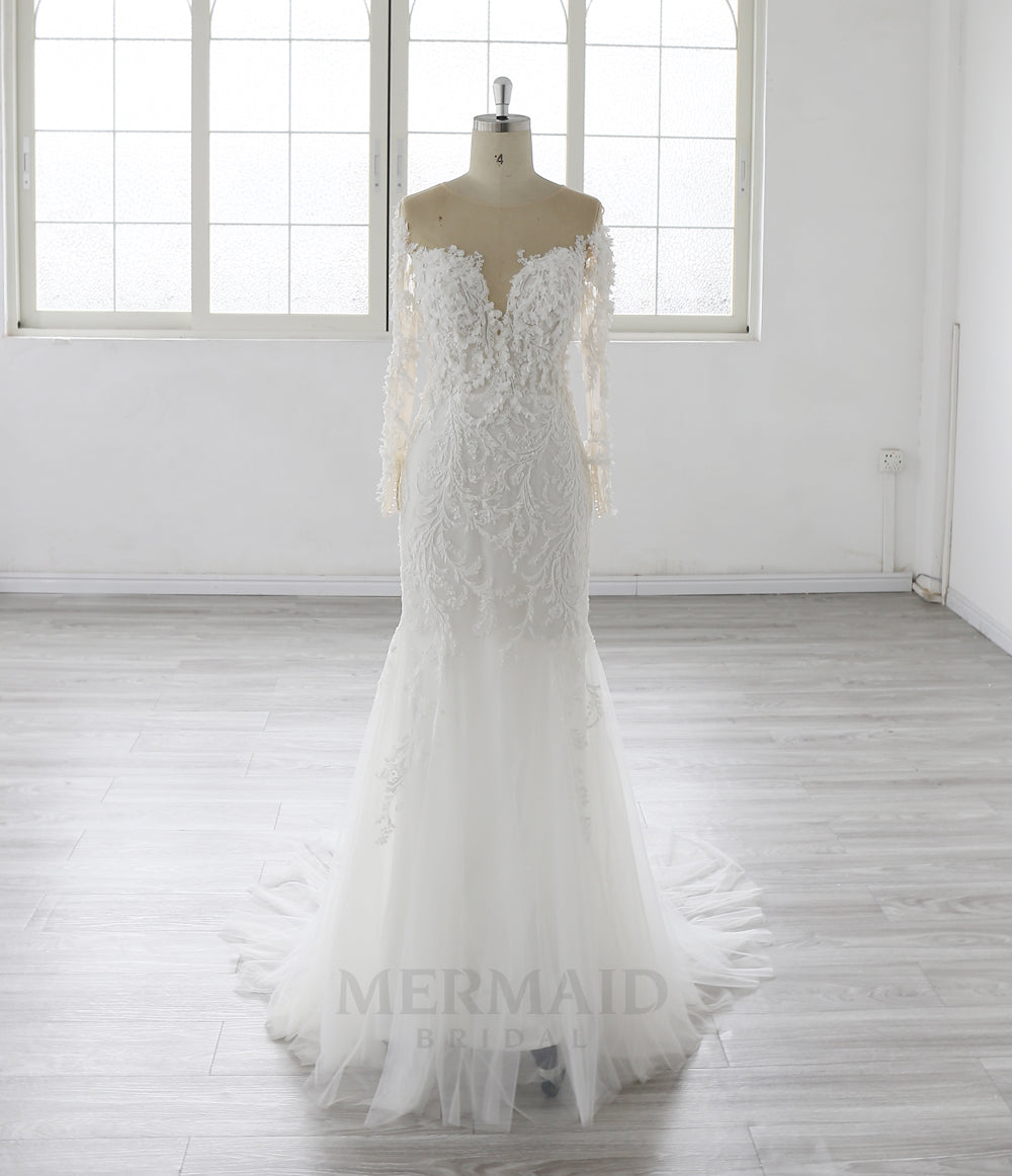 Luxury 3D Lace Flowers Lace V Neck Court Train 2 in 1 detachable Wedding Dress 2025