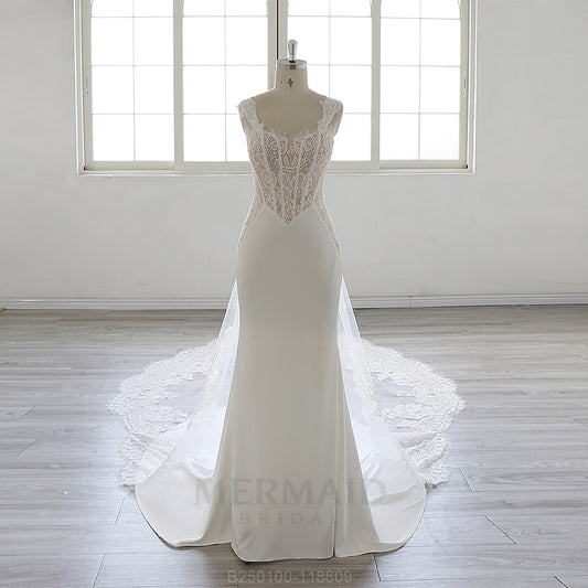 New Sweetheart Court Train Beaded  2 in 1 detachable Wedding Dress 2025