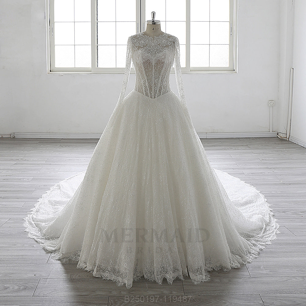 2 in 1 detachable Heavy Beaded Lace Wedding Dress 2026