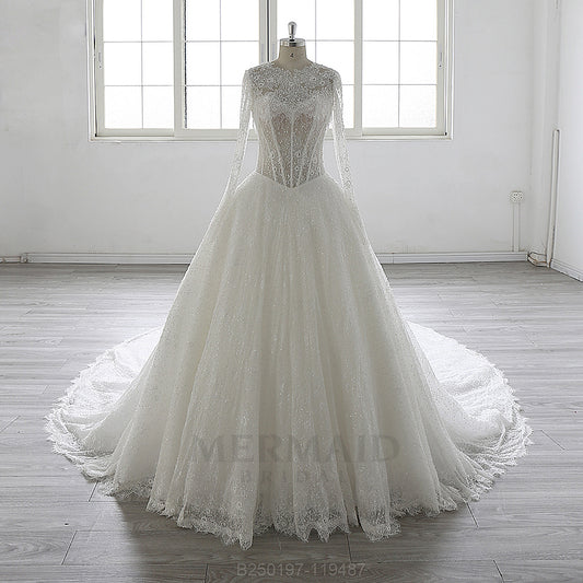 2 in 1 detachable Heavy Beaded Lace Wedding Dress 2026
