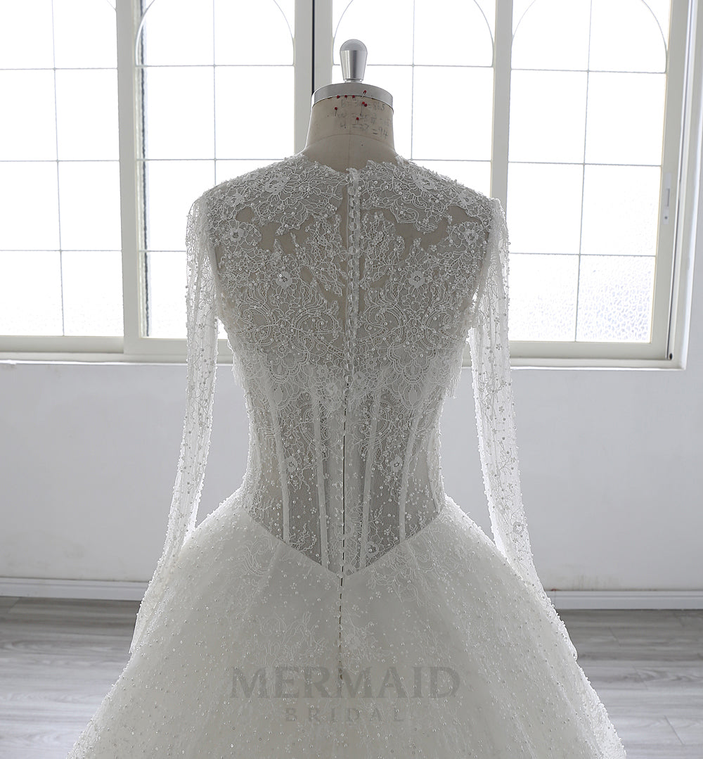2 in 1 detachable Heavy Beaded Lace Wedding Dress 2026