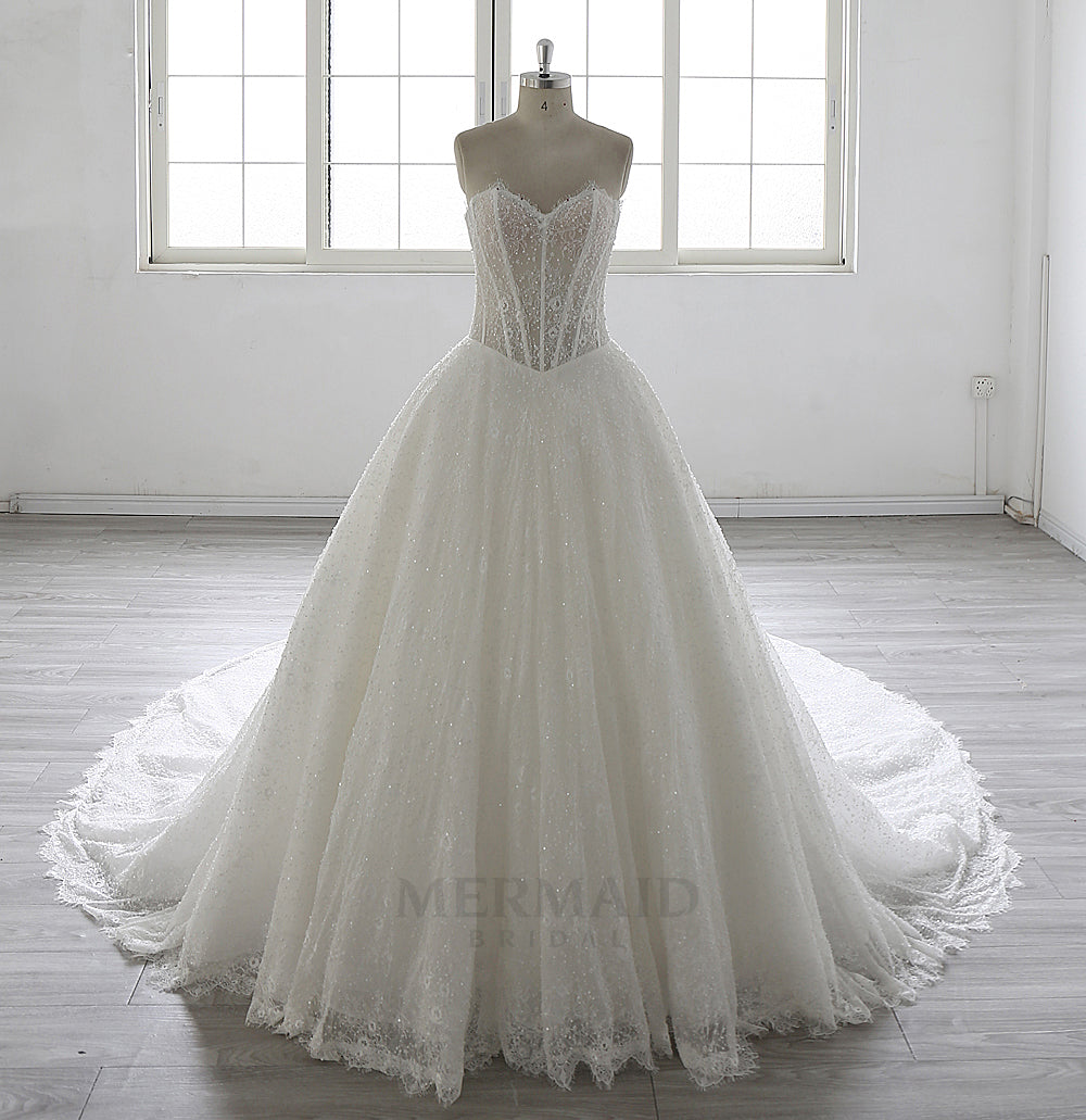 2 in 1 detachable Heavy Beaded Lace Wedding Dress 2026