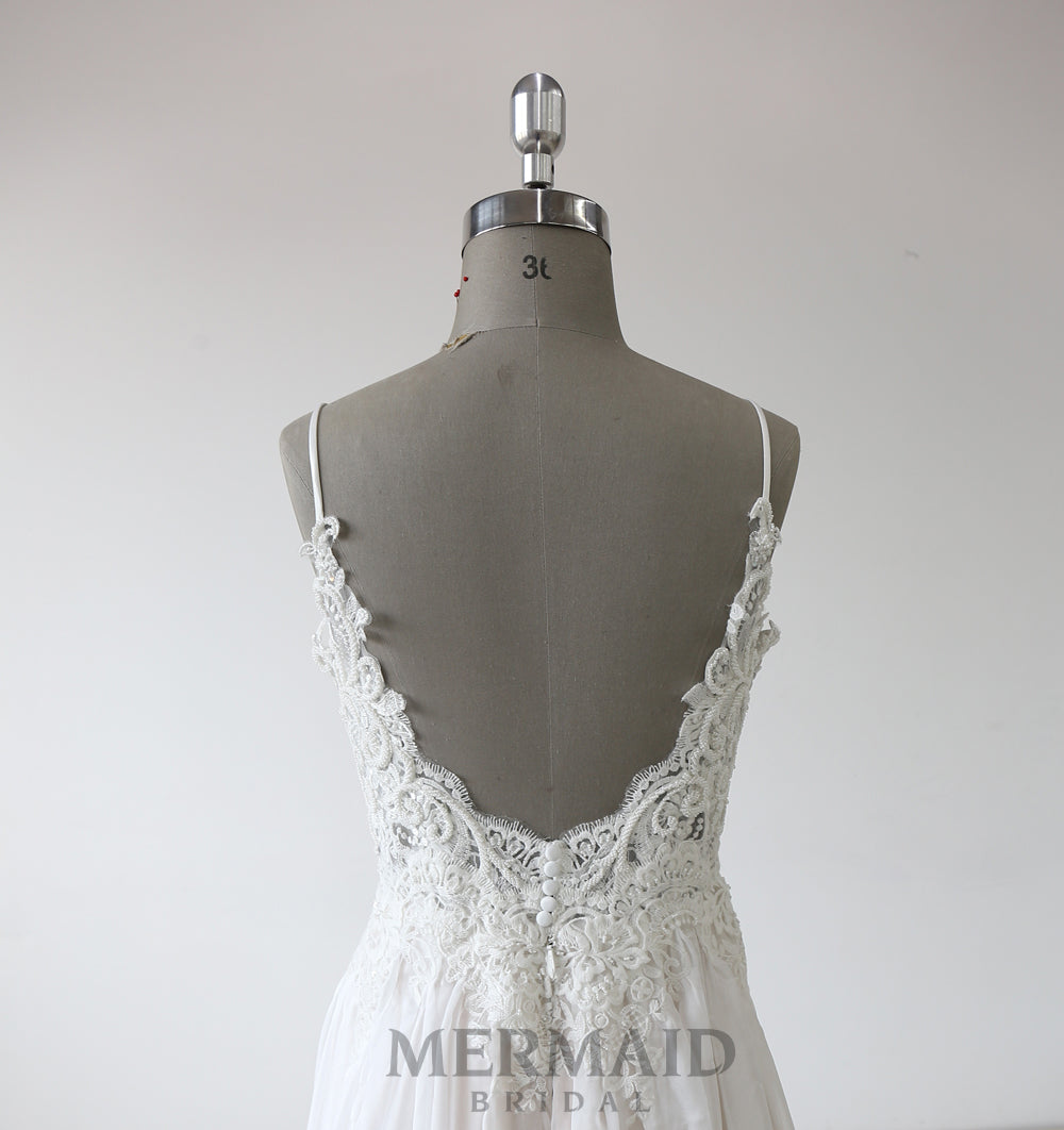 Backless Heavy Beading Chiffon Boho Wedding Dress 26W / As The Picture Backless Heavy Beading Chiffon Boho Wedding Dress 26W / As The Picture