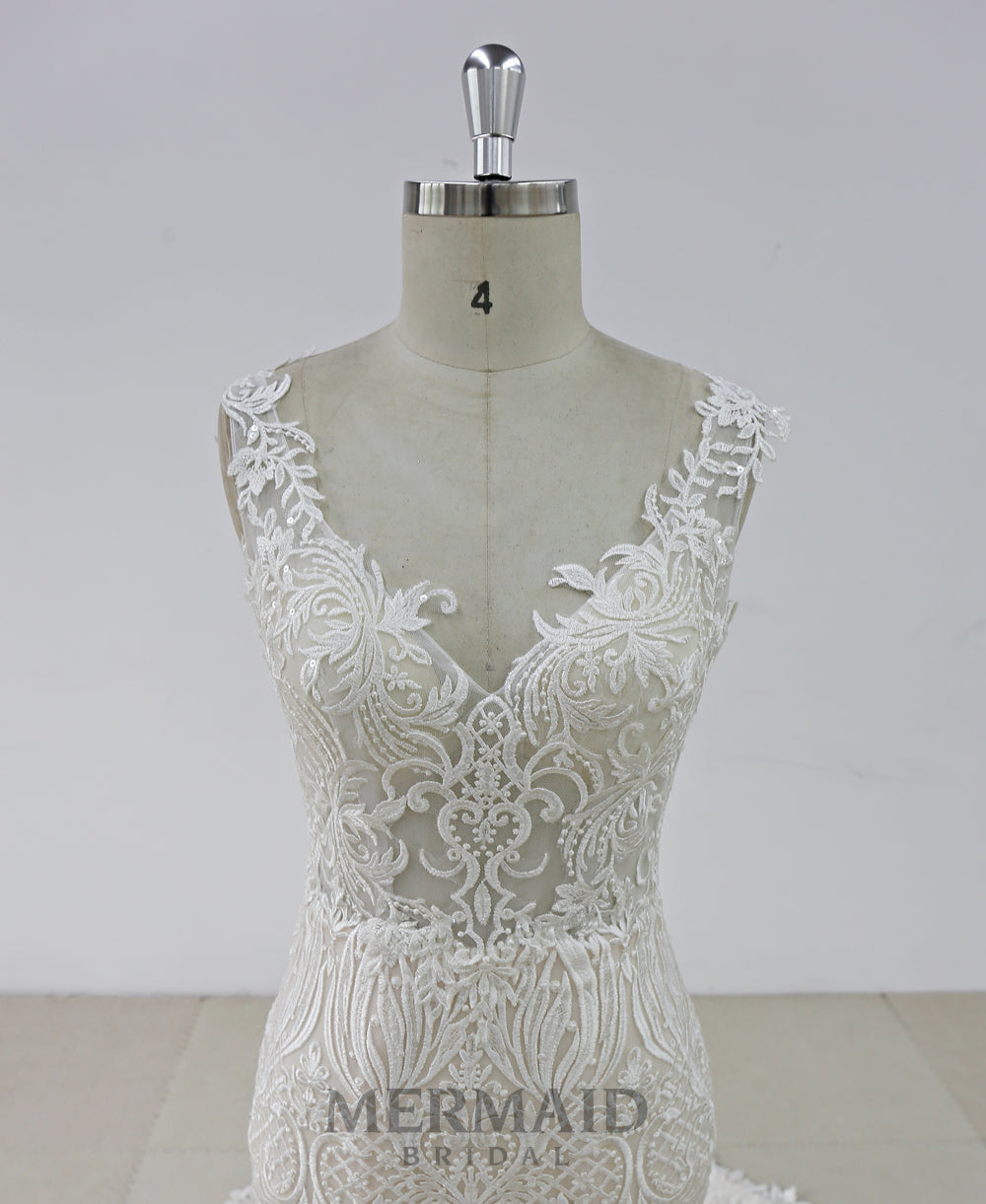 Lace Wedding Gown Backless Mermaid Wedding Dress