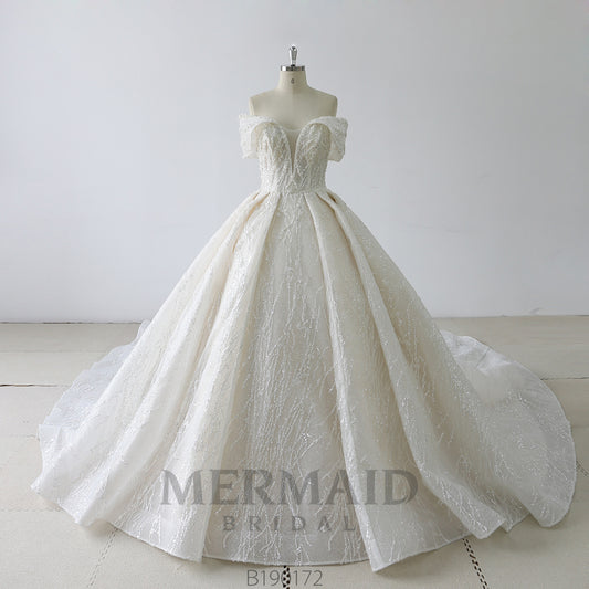 Luxury Off Shoulder Bling  Ball Gown  Wedding Dress