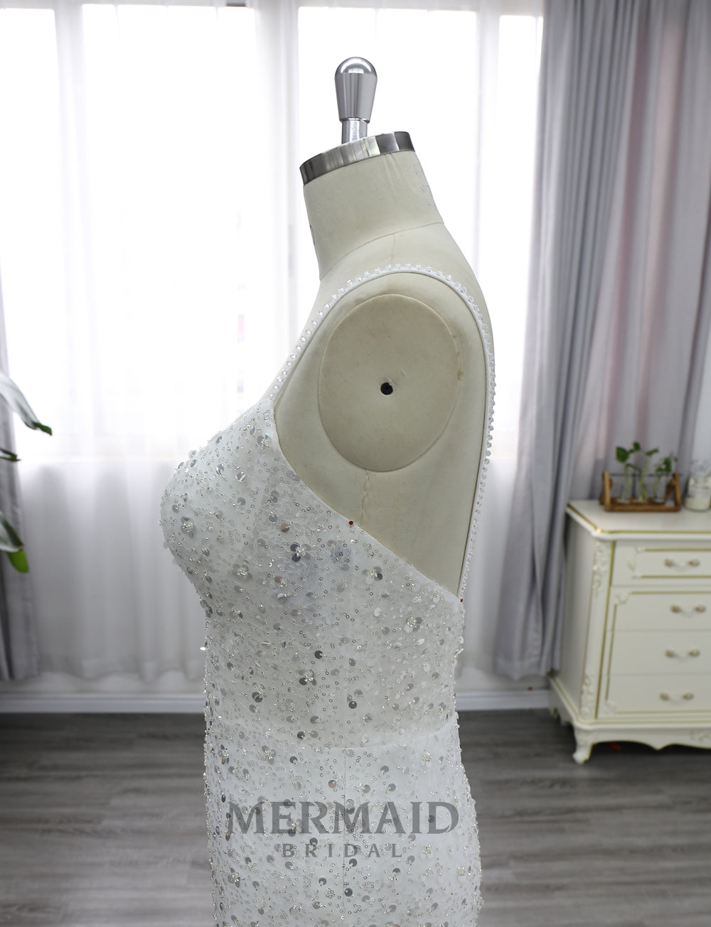 New Spaghetti Straps Sequins Mermaid Wedding Dress