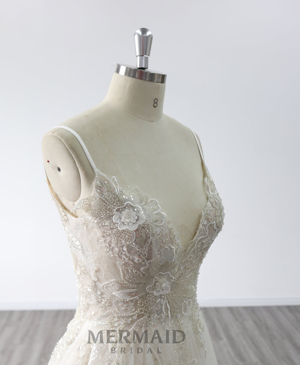 Sexy Sequined A Line Wedding Dress
