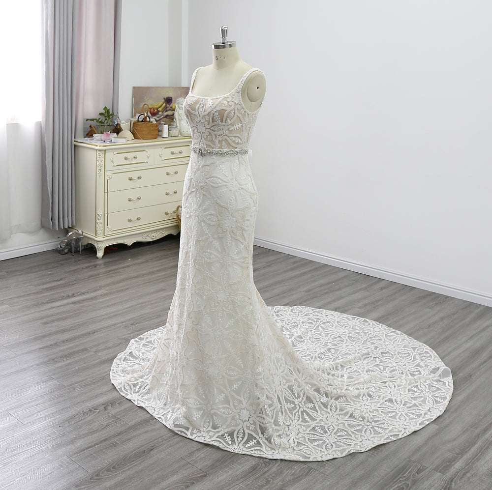 New Beaded Lace Mermaid Wedding Dress