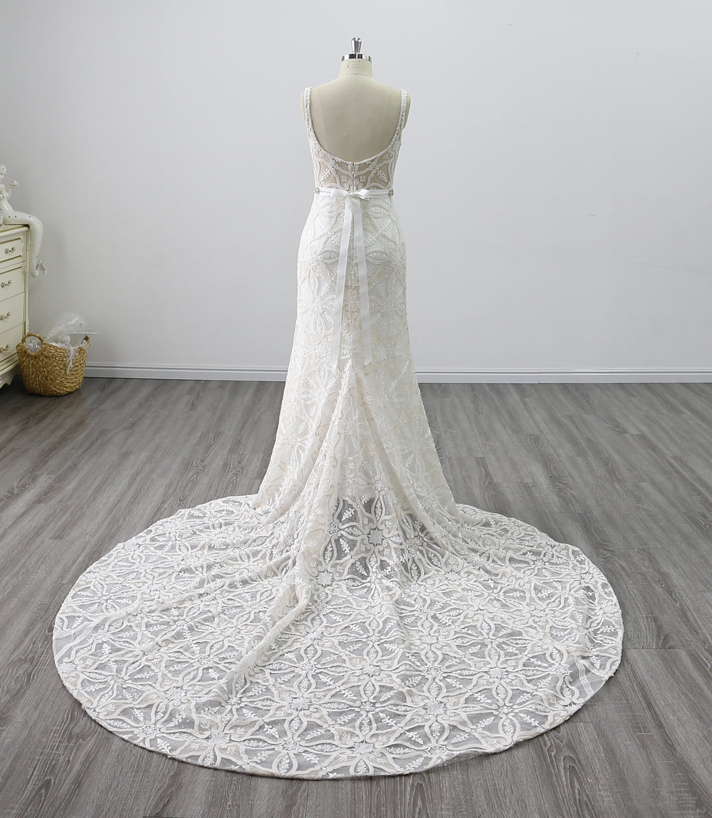 New Beaded Lace Mermaid Wedding Dress