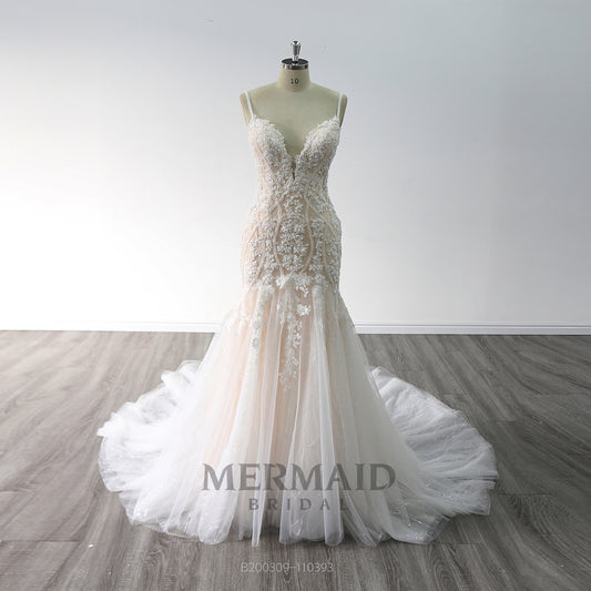 Sexy Beaded Lace Mermaid Wedding Dress