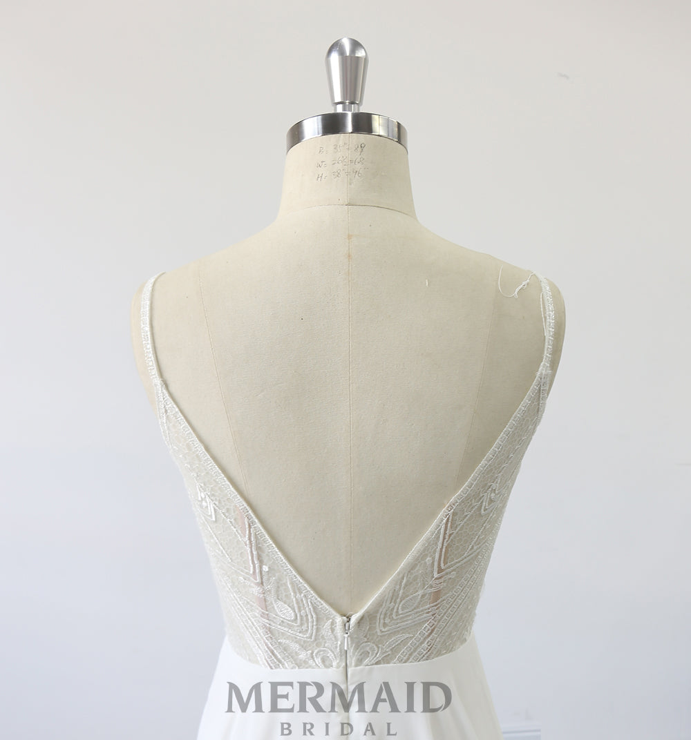 Backless Lace Boho Wedding Dress