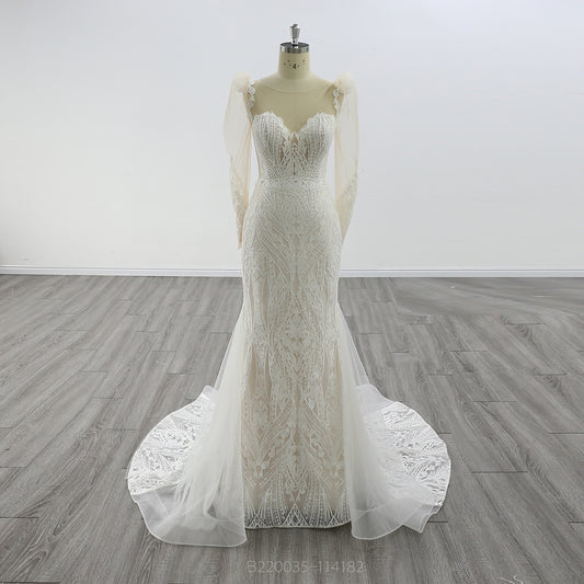 New Long Sleeves Sweetheart Necking Mermaid Wedding Dress