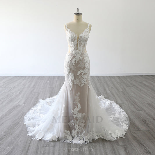 New Backless Lace Gown Mermaid Wedding Dress 2023