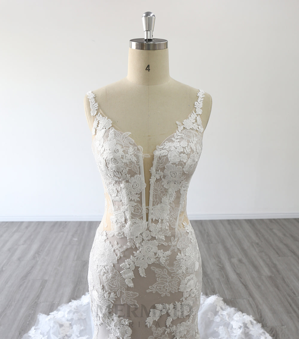 New Backless Lace Gown Mermaid Wedding Dress 2023