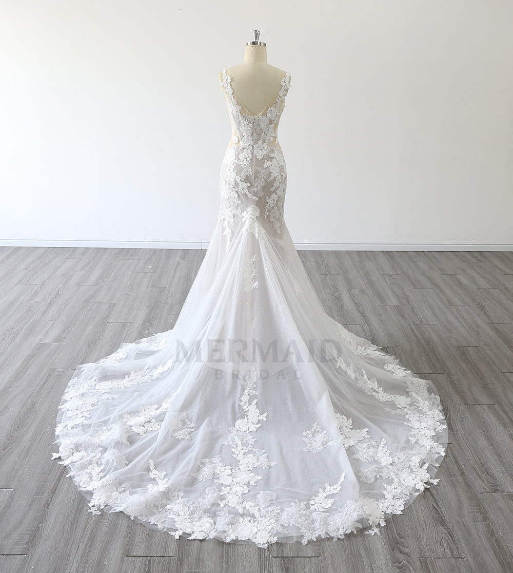 New Backless Lace Gown Mermaid Wedding Dress 2023